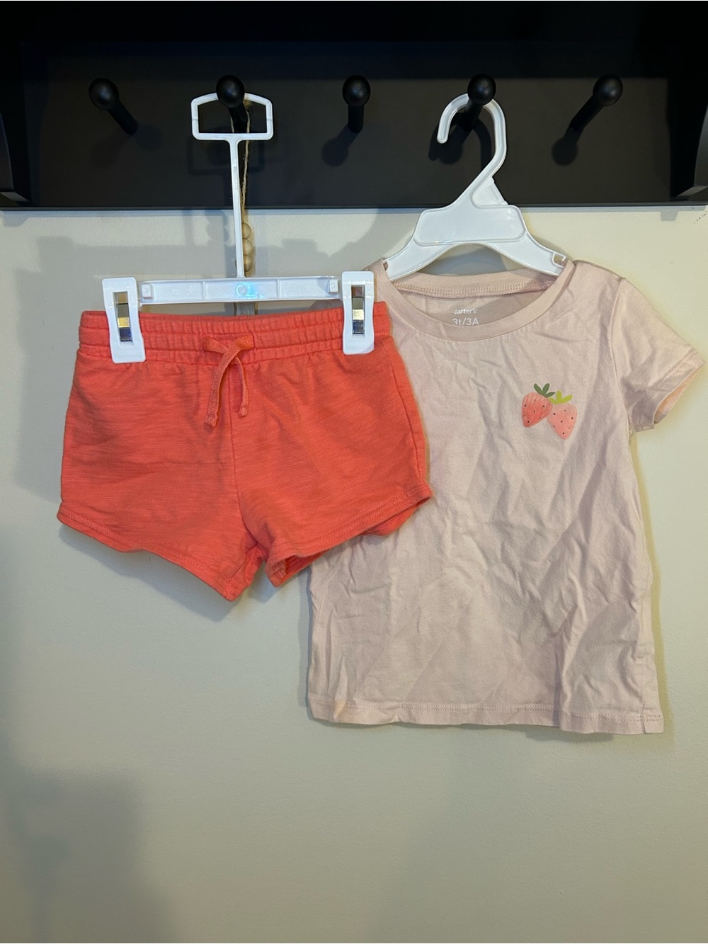 Carter's Pink Strawberry Tee & Coral Knit Shorts - Kids